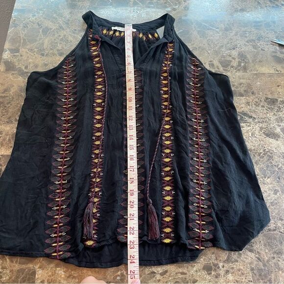 Free Generation Los Angeles Women Black Sleeveless Blouse M Embroidered - Picture 4 of 9